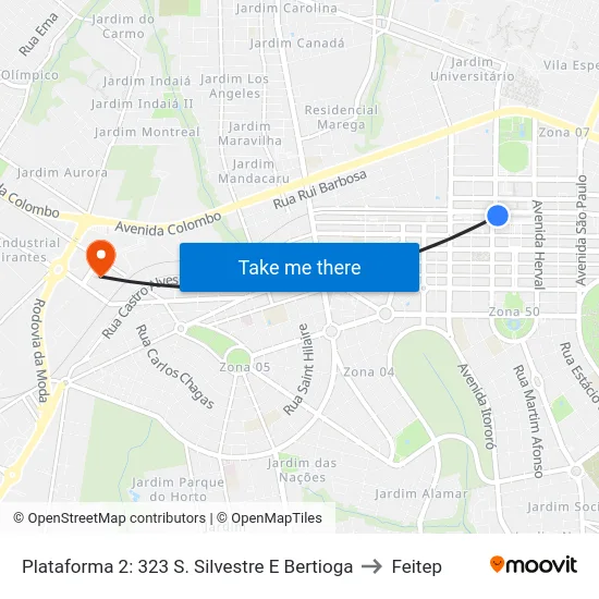 Plataforma 2: 323 S. Silvestre E Bertioga to Feitep map