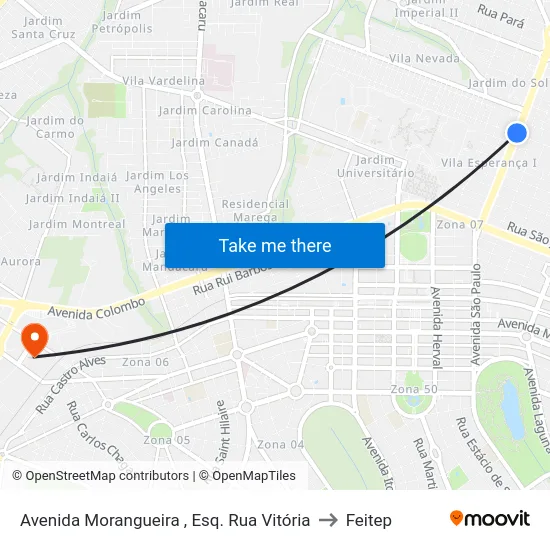 Avenida Morangueira , Esq. Rua Vitória to Feitep map