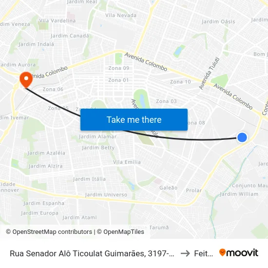 Rua Senador Alô Ticoulat Guimarães, 3197-3265 to Feitep map
