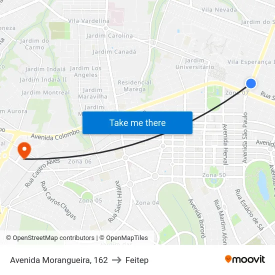 Avenida Morangueira, 162 to Feitep map