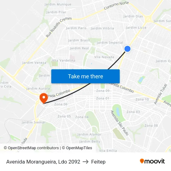 Avenida Morangueira, Ldo 2092 to Feitep map