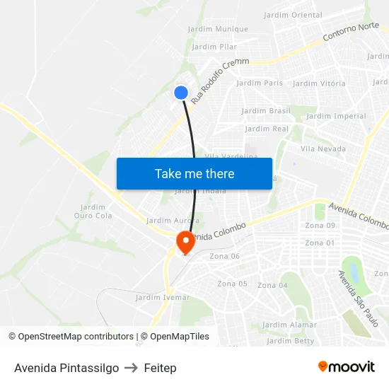 Avenida Pintassilgo to Feitep map