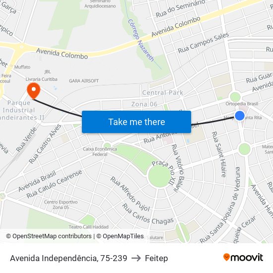 Avenida Independência, 75-239 to Feitep map