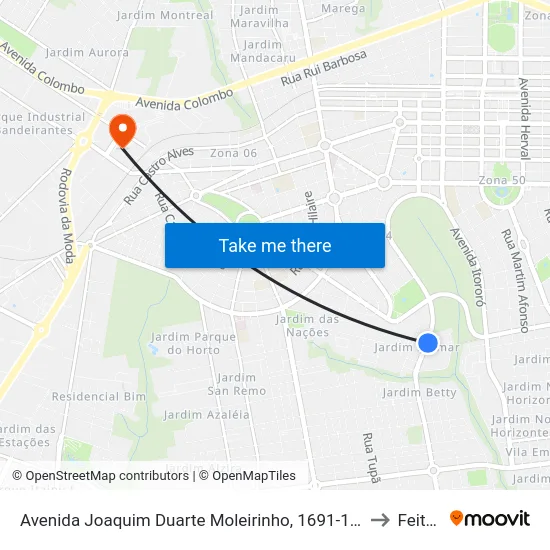 Avenida Joaquim Duarte Moleirinho, 1691-1699 to Feitep map