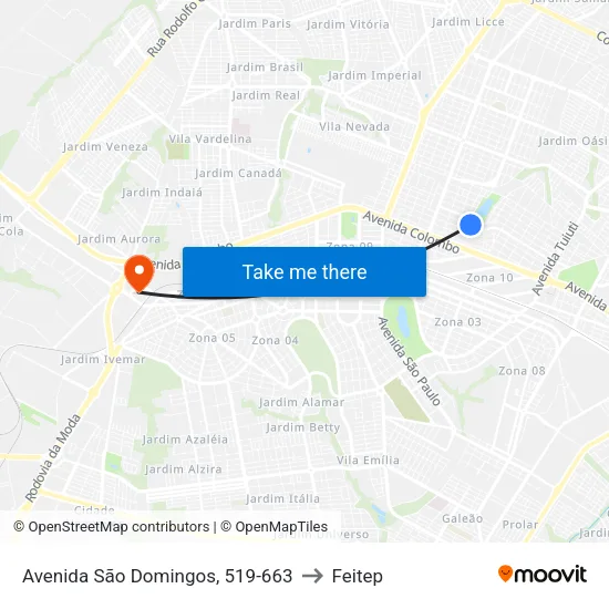 Avenida São Domingos, 519-663 to Feitep map
