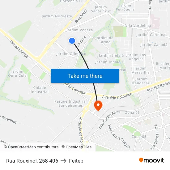 Rua Rouxinol, 258-406 to Feitep map