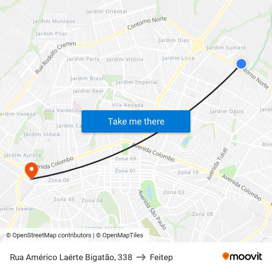 Rua Américo Laérte Bigatão, 338 to Feitep map