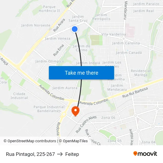 Rua Pintagol, 225-267 to Feitep map