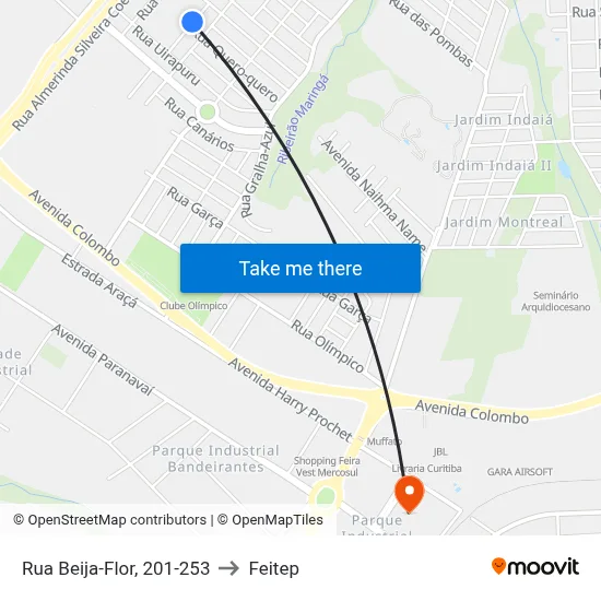 Rua Beija-Flor, 201-253 to Feitep map