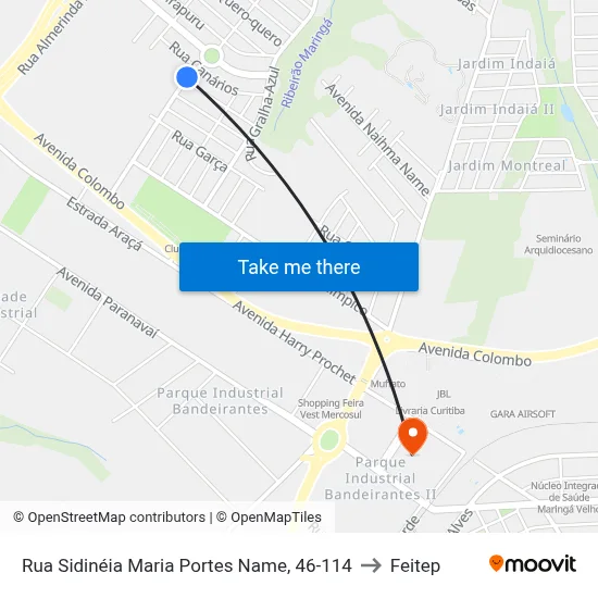 Rua Sidinéia Maria Portes Name, 46-114 to Feitep map