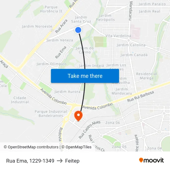 Rua Ema, 1229-1349 to Feitep map
