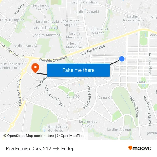 Rua Fernão Dias, 212 to Feitep map