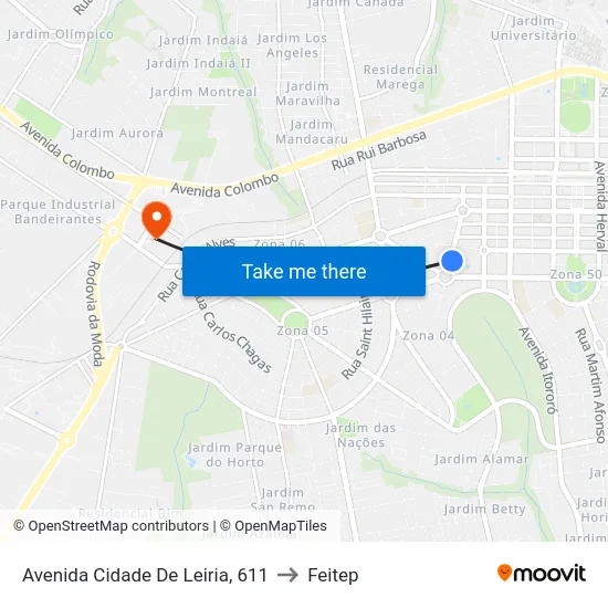 Avenida Cidade De Leiria, 611 to Feitep map