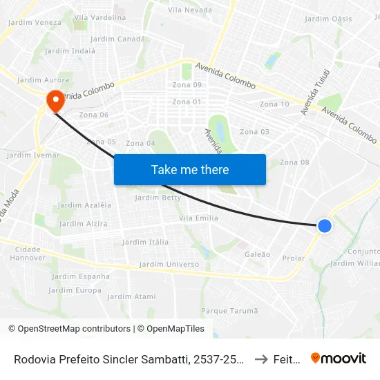 Rodovia Prefeito Sincler Sambatti, 2537-2587 to Feitep map