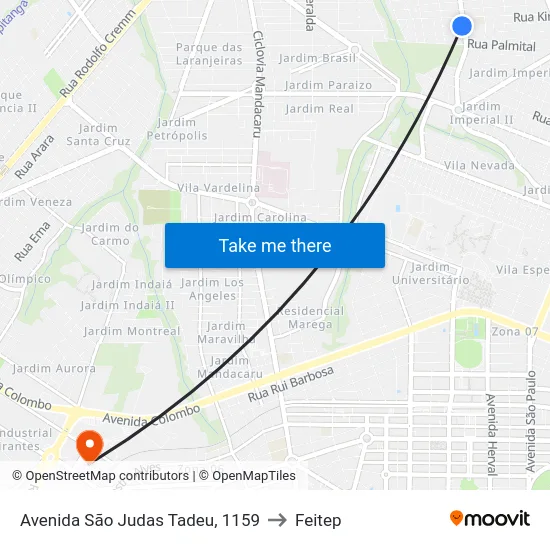 Avenida São Judas Tadeu, 1159 to Feitep map