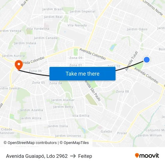 Avenida Guaiapó, Ldo 2962 to Feitep map