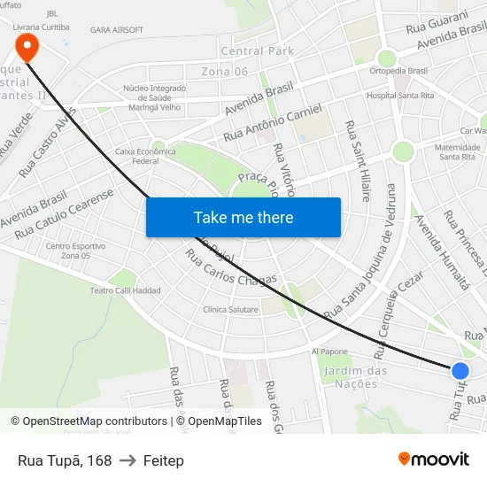 Rua Tupã, 168 to Feitep map
