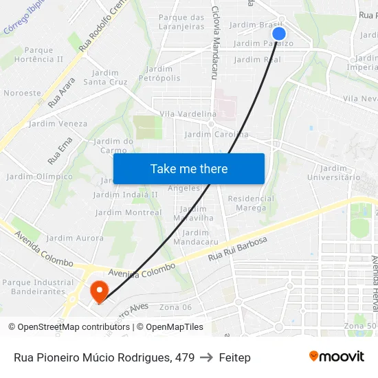 Rua Pioneiro Múcio Rodrigues, 479 to Feitep map