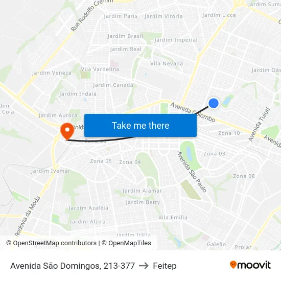 Avenida São Domingos, 213-377 to Feitep map