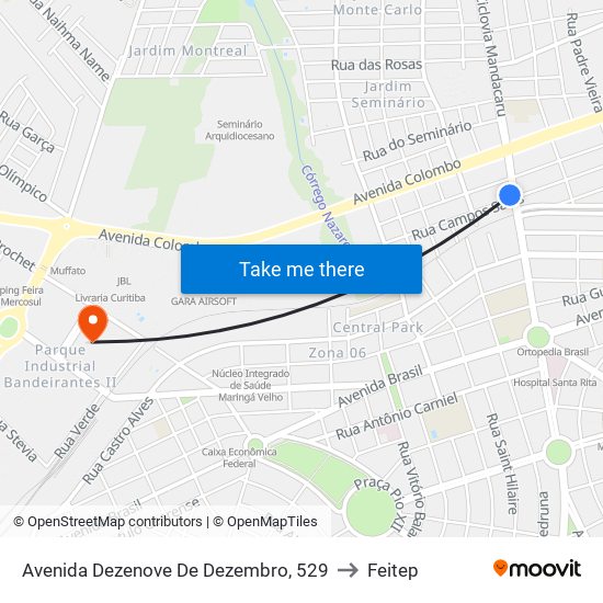 Avenida Dezenove De Dezembro, 529 to Feitep map