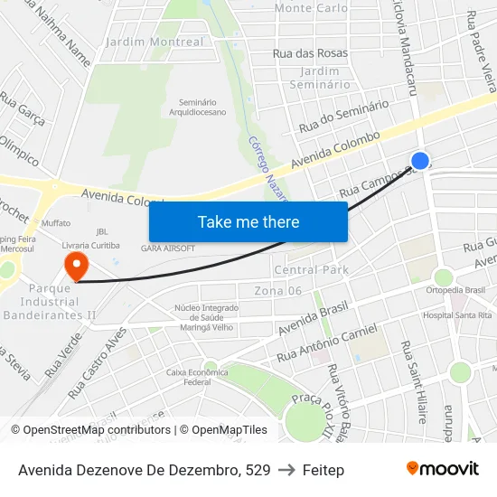 Avenida Dezenove De Dezembro, 529 to Feitep map