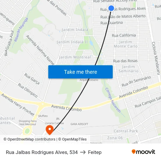 Rua Jalbas Rodrigues Alves, 534 to Feitep map