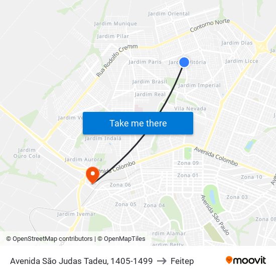 Avenida São Judas Tadeu, 1405-1499 to Feitep map