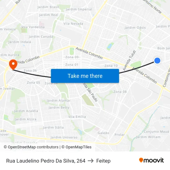 Rua Laudelino Pedro Da Silva, 264 to Feitep map
