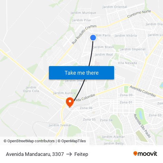 Avenida Mandacaru, 3307 to Feitep map