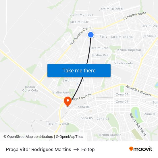 Praça Vitor Rodrigues Martins to Feitep map