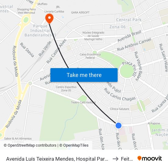 Avenida Luís Teixeira Mendes, Hospital Paraná to Feitep map