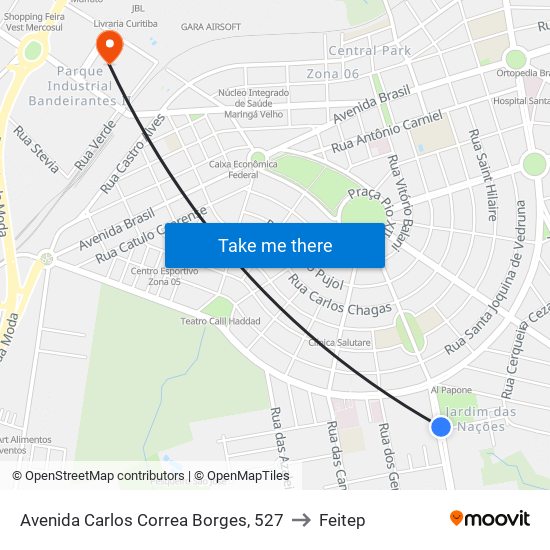 Avenida Carlos Correa Borges, 527 to Feitep map