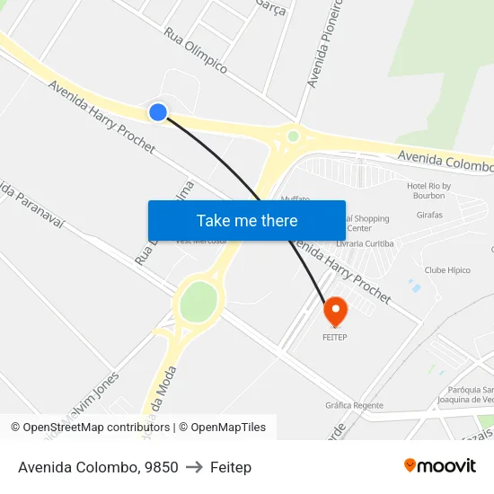 Avenida Colombo, 9850 to Feitep map