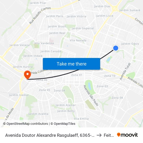 Avenida Doutor Alexandre Rasgulaeff, 6365-6527 to Feitep map