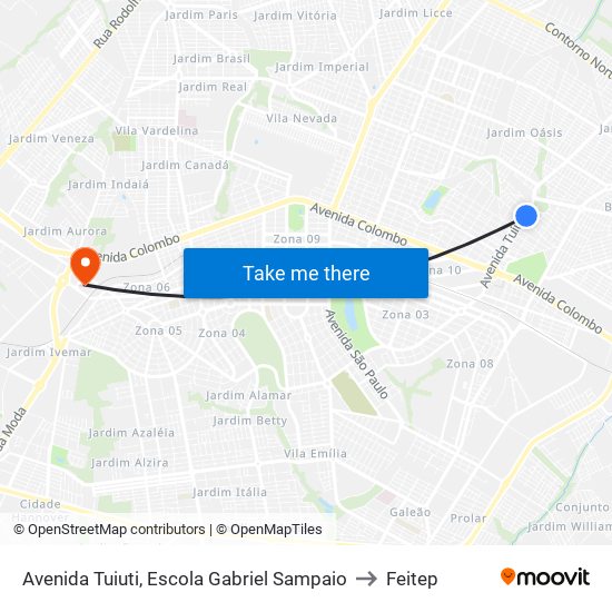 Avenida Tuiuti, Escola Gabriel Sampaio to Feitep map