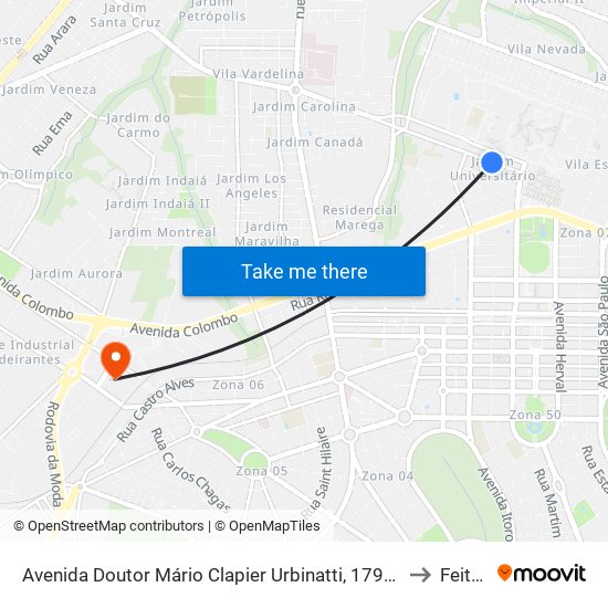 Avenida Doutor Mário Clapier Urbinatti, 179-257 to Feitep map
