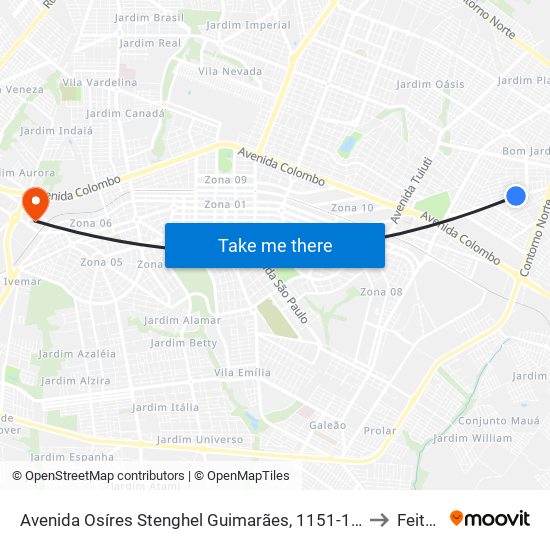 Avenida Osíres Stenghel Guimarães, 1151-1161 to Feitep map