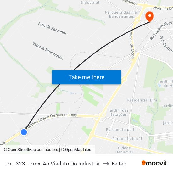 Pr - 323 - Prox. Ao Viaduto Do Industrial to Feitep map