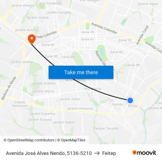 Avenida José Alves Nendo, 5136-5210 to Feitep map