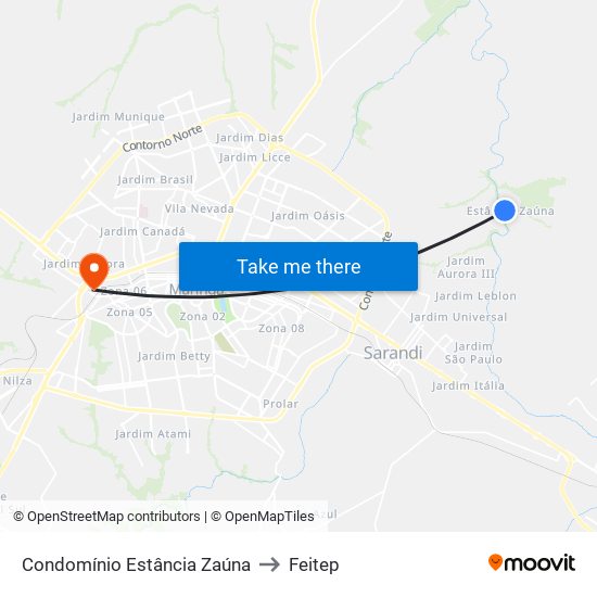 Condomínio Estância Zaúna to Feitep map