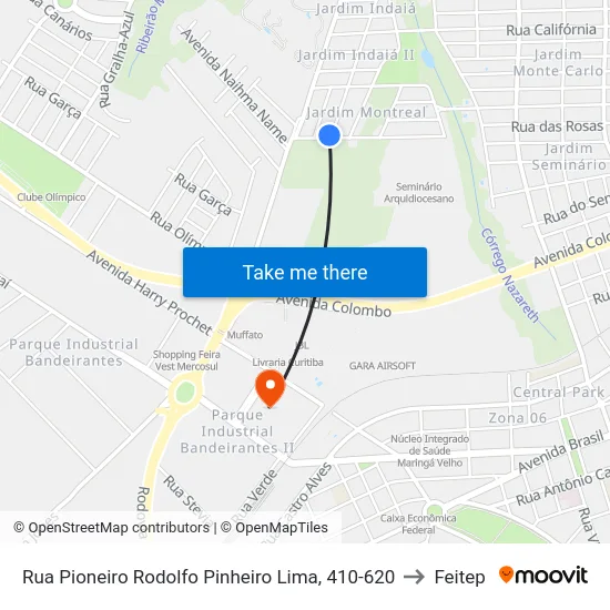 Rua Pioneiro Rodolfo Pinheiro Lima, 410-620 to Feitep map