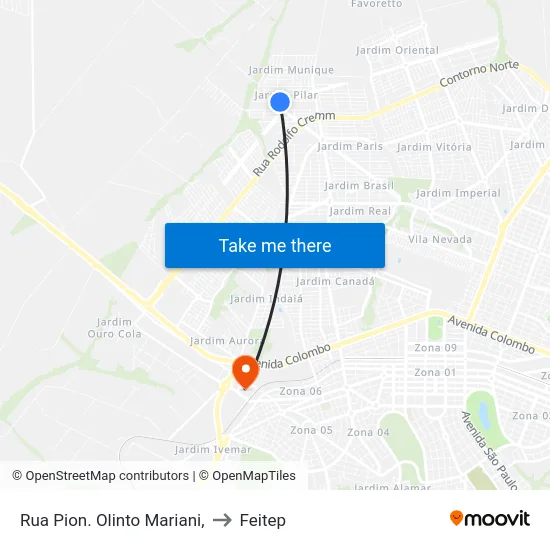 Rua Pion. Olinto Mariani, to Feitep map