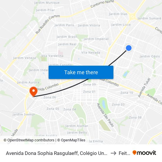 Avenida Dona Sophia Rasgulaeff, Colégio Unidade Polo to Feitep map