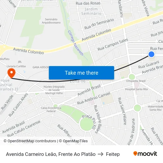 Avenida Carneiro Leão, Frente Ao  Platão to Feitep map