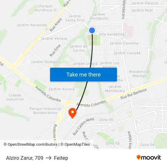 Alziro Zarur, 709 to Feitep map
