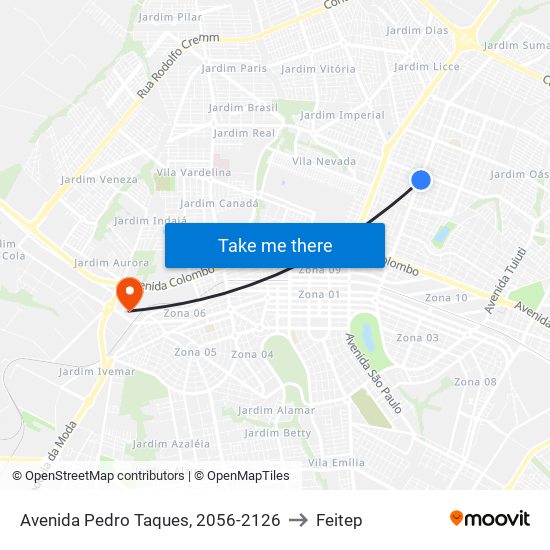 Avenida Pedro Taques, 2056-2126 to Feitep map