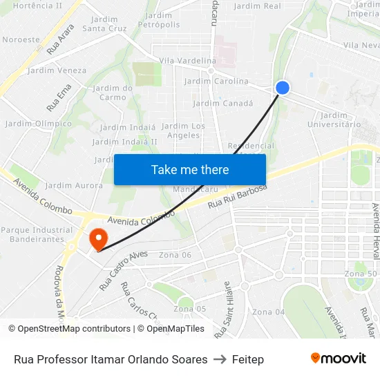 Rua Professor Itamar Orlando Soares to Feitep map
