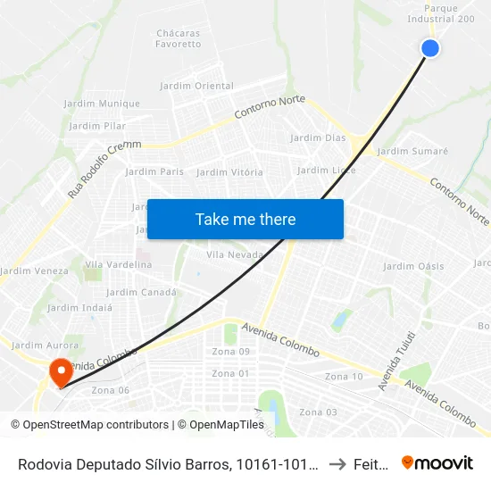 Rodovia Deputado Sílvio Barros, 10161-10189 to Feitep map