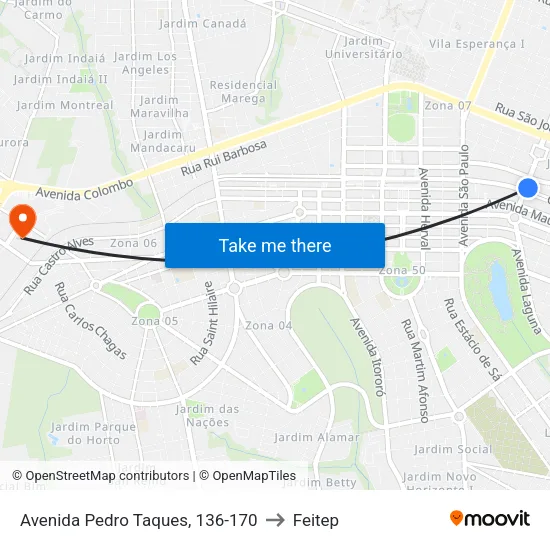 Avenida Pedro Taques, 136-170 to Feitep map