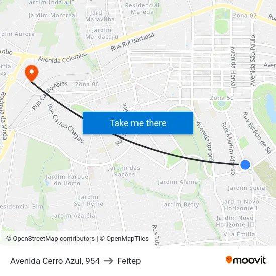 Avenida Cerro Azul, 954 to Feitep map